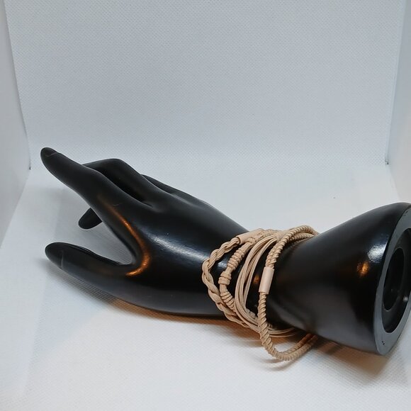 NWOT Set of 4 Tan Adjustable Braided Cloth/String Bracelets Jewelry Acc #10 - Picture 6 of 11